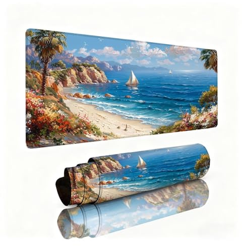 Alfombrilla Escritorio Mar Alfombrilla Ratón Crisantemo Tapete Escritorio 800x300x3mm, Almohadilla Raton Superficie Resistente a Salpicaduras, Desk Mat con Bordes Cosidos Materiales Duraderos 0B-450