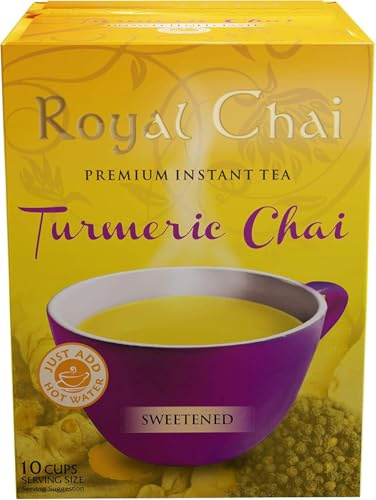 Royal Chai Turmeric Chai Premium Instant Tea, Sweetened, 10 Cups for 1 box