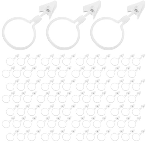 Lurrose Ganchos de Cortina de Plástico Pinzas para Colgar Cortinas y Pantalones, 100 Unidades, Anillos para Barras de Ducha y Ventanas en Hogar