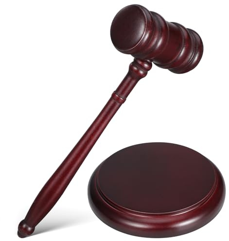 VINTORKY Mazo de Juez de Madera Marrón Bloque para Salas de Audiencias y Eventos Ceremoniales, Símbolo de Autoridad y Uso Versátil para Abogados y Jueces
