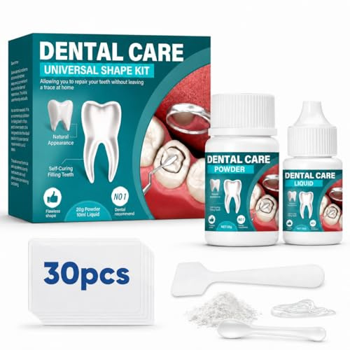 Cemento dental, pegamento dental, kit de reparación dental, juego de relleno temporal con polvo y gel, rápido y fácil de usar, 1 unidad