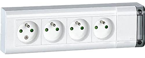 LEGRAND - Rallonge Multiprise 16A/230V à Câbler - Fixation au Mur - 4 Prises de Courant avec Terre - Longueur 253 mm - Fabriqué En France - Blanc