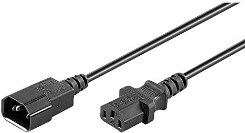 Goobay 39202 Kaltgerätekabel 3,5m Verlängerung / C14 Stecker auf C13 Buchse Stromkabel / Kaltgeräte Netzkabel mit Kaltgerätestecker / Schwarz / Verlängerungskabel 3,5m