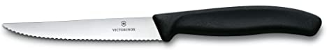 Victorinox Swiss Classic, coltello da bistecca con lama seghettata da 11 cm, lavabile in lavastoviglie, nero