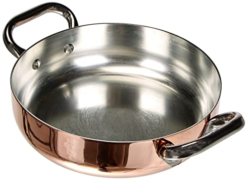 Pentole Agnelli ALCU110PI20 Tegame in Rame stagnato con un 2 maniglie inox e fondo Induzione, 20 cm