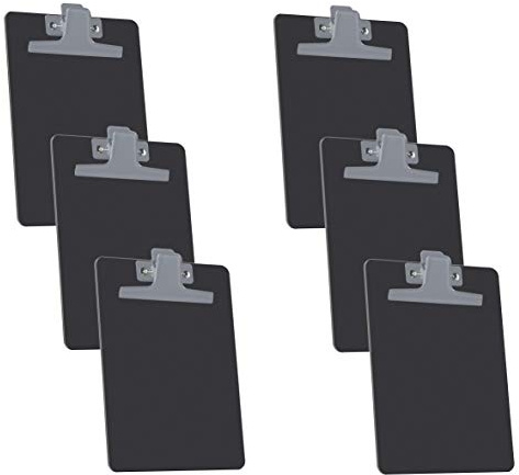 Acrimet Klemmbrett im Memo-Format A5 (23,5 cm x 16 cm) mit Premium-Metallclip (Kunststoff) (schwarze Farbe) (6er-Pack)
