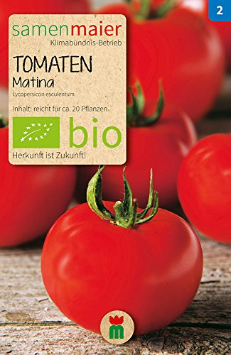 BIO Tomaten Matina Samen - sehr früh reifend, platzfest, pflegeleicht und robust - Solanum lycopersicum - Aussaat Februar bis April - reicht für ca. 20 Pflanzen - Samen Maier