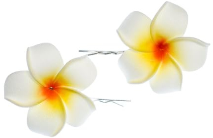 Miniblings Frangipani 2er Set Blumen Haarspangen Plumeria Lilie Surfer Hawaii - Handmade Modeschmuck I Haarschmuck Haarclips Haarklammern