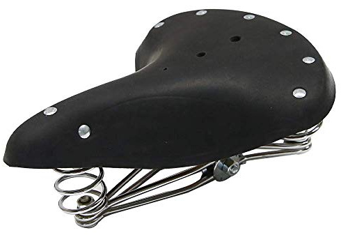 TentHome Fahrradsattel Vintage echtes Leder Classic Schraubenfeder Nieten Rennrad Fahrrad Sattel Braun Komfort Fahrradsitz