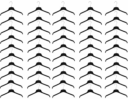 VR7 Perchas de plástico para abrigos de adultos con muescas, 45 cm, color negro, 50 unidades
