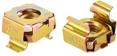 sourcing map M8 écrous cage pour rack serveur, acier au carbone zingué jaune 20Pcs