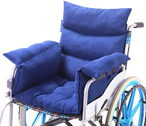 Trendcode Wheelchair Cushions，Pressure Pain Relief Accessories with Armrest Covers. Supports Coccyx & Back, Non-Slip. Fits 18 Wheelchair with Full Arms, Blue.