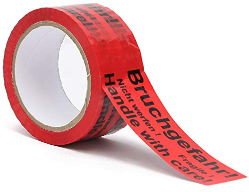 TK THERMALKING Klebeband - Packband - Paketband mit Hinweis auf Tape (Bruchgefahr - Achtung nicht werfen - Vorsicht zerbrechlich Glas - handle with care – Fragile) (1)