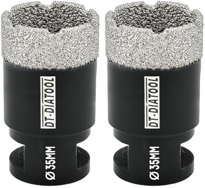 DT-DIATOOL Diamond Drill Bit 35mm Hole Saw, 2PCS | Dry Drilling, Tile, Porcelain, Marble, Ceramic, Granite