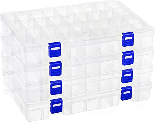 Qualsen Ajustable Cajas Organizadoras, 34 Compartimentos, Transparente x 4
