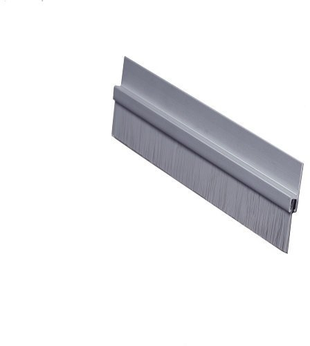 Pemko Brush Door Bottom Sweep, Clear Anodized Aluminum with 0.625 Gray Nylon Brush Insert, 0.25 Width, 1.375 H x 36 L, Set of 3