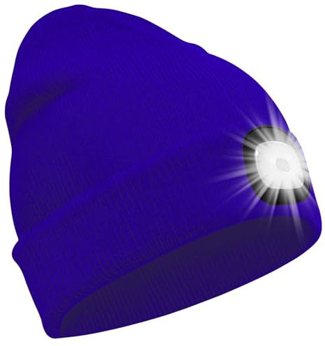 SPGOOD LED Mütze mit wiederaufladbarem Licht, Geschenk für Wintersport | 3 Helligkeitsstufen,abnehmbares LED-Licht,waschbarer Mütze,kreatives Weihnachtsgeschenke für Damen,Herren,Papa,Mama,Freundin