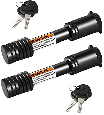 METOWARE Heavy Duty Trailer Hitch Lock, 5/8 Diameter Lock Pin, Fits 2 Receiver Tubes, Class V Hitch Receivers (2 Pack)