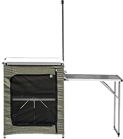Outdoor Küche Camping Schränke Tragbarer Camping-Küchentisch Im Freien, Camping Faltbare Kochstation Mit Windschutz Und Lichtmast, Schrankaufbewahrung Für Reisepicknicks