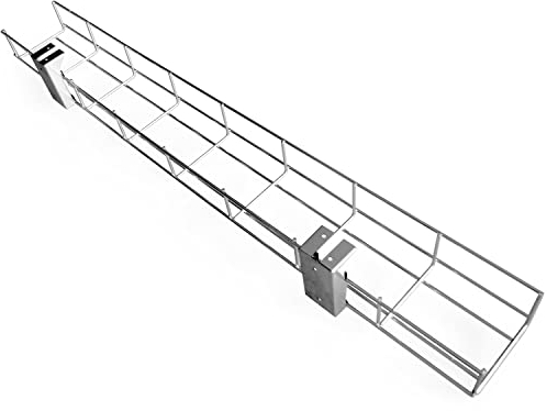 ART120MT 120cm Office Desk Cable Tray Galvanized Steel Mesh Basket w/Metal Under-desk Mounting Brackets (Made in the UK)