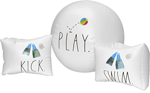 Coconut Float Rae Dunn x Water Wings & Beach Ball - Swim Kick Theme - Child Sized Inflatable Water Wings & Durable Water Toy - Child Floation Devices Perfect for Summer Parties & Swim Events