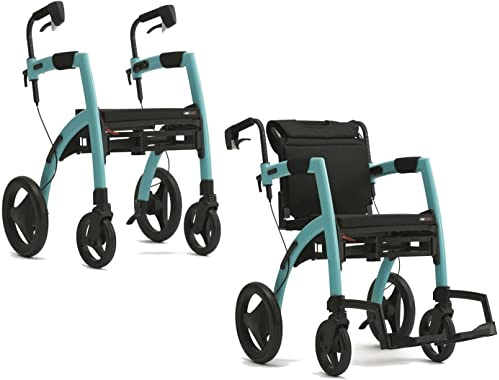 Rollz Motion2 - Kombigerät Rollator / Rollstuhl - Auswahl an Größe und Farbe (Klein - Inselblau)