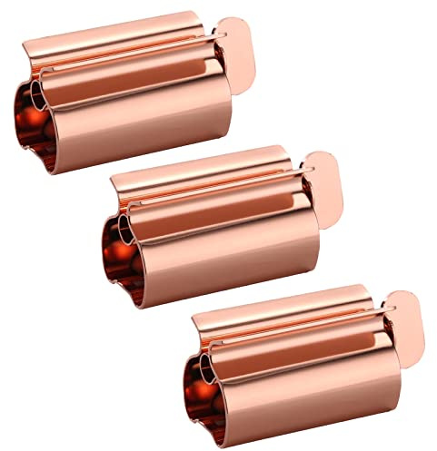 UDQYQ Lot de 3 presse-tubes, presse-tube, dentifrice, en acier inoxydable, pour économiser du dentifrice, tube vide total, support de siège avec fonction support, corail