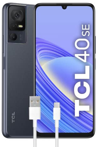 TCL 40SE Smartphone 4G Display 6.75 HD+ 90 Hz, 256 GB, 6 GB RAM, Tripla Camera da 50 Mpx, Android 13, Batteria 5010 mAh Ricarica Rapida, Dual Sim, Dark Grey, con Cavo USB Type-C Aggiuntivo