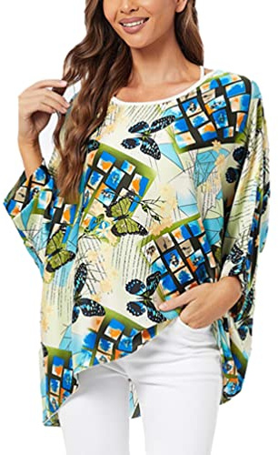 OKSakady Donne Camicia Estiva Plus Size in Chiffon Camicia Elegante e Casual con Stampa Floreale Multicolore