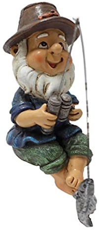Angelstatue, Angler Gartenzwerg Outdoor Figur, Angeln Gartenzwerg Statue Frecher Gartenfigur Skulptur Harz Ornament für Rasen Hof