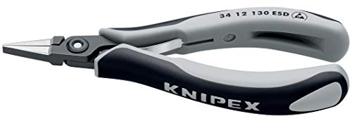 Knipex 34 12 Elektronikzange, Flachzange/Backen 22mm, gebogen 130 mm ESD