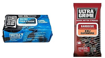 UltraGrime PRO Multiuse Cleaning Wet Wipes - Big Professional Disposable Wipes & BBQ Cleaning Wet Wipes - Big Size Disposable Grill Wipes