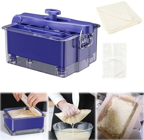 Les-Theresa Kit de prensa de tofu - Prensa de tofu ajustable con 2 tamaños de molde/paño de queso/bolsa,apto para lavavajillas,prensatelas de tofu vegano en 20 minutos,herramienta multifuncional