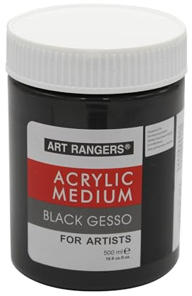 Artist Acryl Gesso 500 ml schwarz – Grundierung Primer für Leinwand & Holz | Schwarzes Acryl Gesso für Leinwand, Holz, Papier & Keramik. Schnell trocknend, griffig, rissfrei & wasserbasiert.