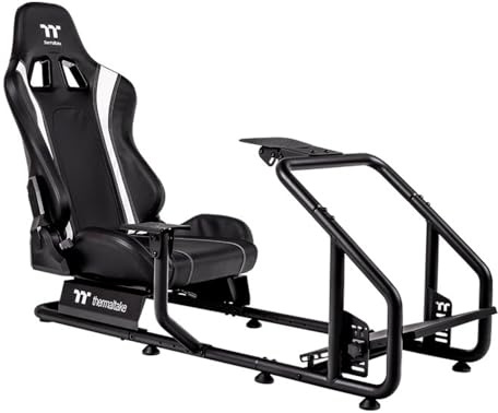 Thermaltake GR300 SIM Racing Cockpit – Racing Rig mit verstellbarem PVC-Rennsitz, Lenkrad-/Pedalhalterung, Shifter Mount – Schwarz (Black)