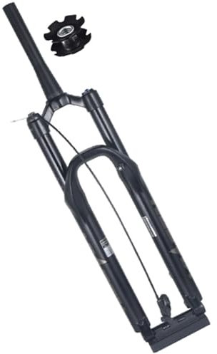 27.5 29 MTB Fahrrad Luft Gabels Federgabel 1-1/8'' Konischer Rohr Fahrradgabel 140mm Federweg Steckachse 15 * 110mm Manueller Fernverriegelung Dämpfungs (Color : Black Remote, Size : 29inch)