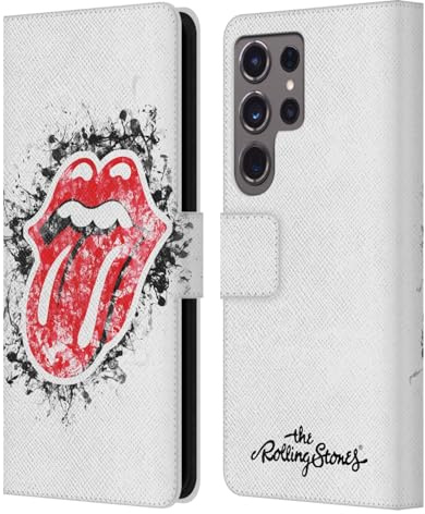 Head Case Designs Officially Licensed The Rolling Stones Distressed Look Tongue Licks Collection Leather Wallet Case Compatible with Samsung Galaxy S24 Ultra 5G