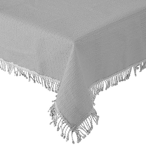 Tischdecke Gartentischdecke Weichschaum Outdoor PVC rechteckig Terrasse Balkon rutschfest wetterfest (Hellgrau, 110 x 140 cm)