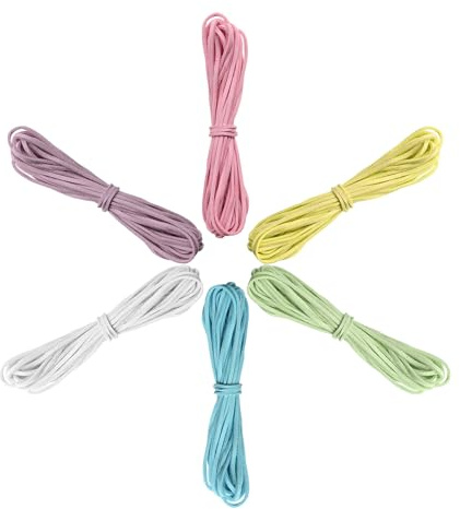 6 pacchi x 5 metri cordoncino in finta pelle scamosciata da 2,2 mm cordoncino piatto per perline cordoncino morbido per collana/bracciale nastro in pelle scamosciata multicolore (Naive)