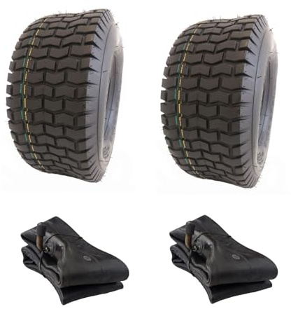 Lot de 2 chambres à air + 2 pneus de tondeuse à gazon 11 x 4,00-4 profil S2101 avec chambres à air pour tracteur pelouse, tondeuse autoportée tondeuse à gazon 11 x 4,00-4 11 x 4-4