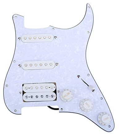 Geladener Vorverdrahtet HSS. Vorgeführter Pickguard Mit Pickups Set Für Gitarre 4ply White Coler Geladenes Schlagbrett