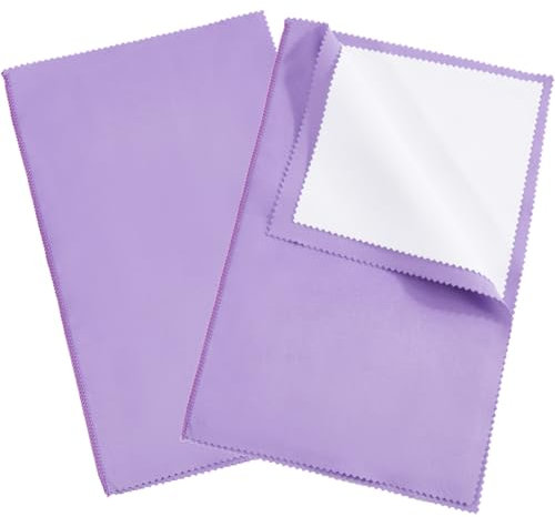 Beebeecraft 2 pièces 4 couches Chiffon de Nettoyage pour Bijoux Chiffon de Polissage pour Argent Lingettes pour Bijoux en Tissu Violet Moyen 28.8x18.1 cm pour le Nettoyage de Colliers en Métal, Bracel