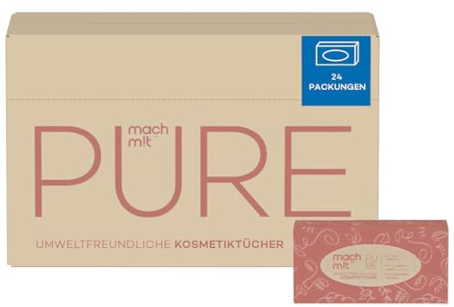 machm!t Kosmetiktücher 2-lagig - 4.800 Stk. - 24 Boxen mit 200 Tücher – ungebleicht - aus recyceltem Karton - weich & nachhaltig – Made in Germany – 100% recycelbar - Großpackung mit 24 Packungen