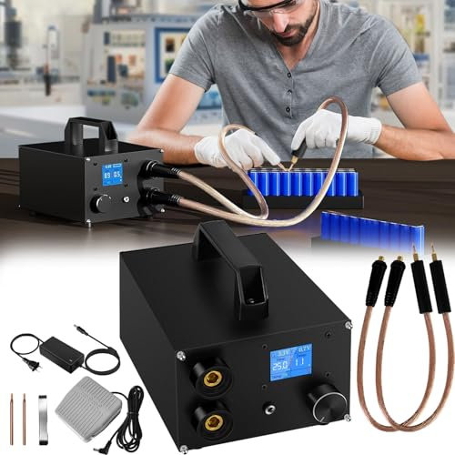 Punktschweißgerät, Punktschweißgerät für Akku 18650 LCD Schweißmaschine Punktschweißgerät Dual Farad 3000F Kondensator 25 Gänge Einstellbar für 0,1-0,3mm Nickelband Dualmodus Automatik Fußpedal