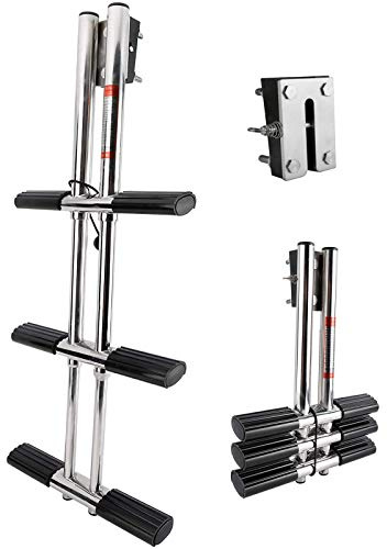 Scaletta per pontone/Yacht Marino/Scala per Basso, Scala a Tubo telescopica Verticale Doppia in Acciaio Inossidabile a 3 gradini con Pedale Extra Largo, Scala Pieghevole per Barca da Sub