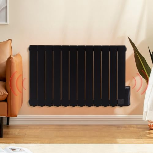 BTGGG 2000W Electric Oil Filled Radiator Wall Mounted with Timer,Black | 12 Fin Energy Efficient Electric Radiator Wall Mounted with 7 Days/24H Timer and Thermostat & LED Display,Safe Lock for Home