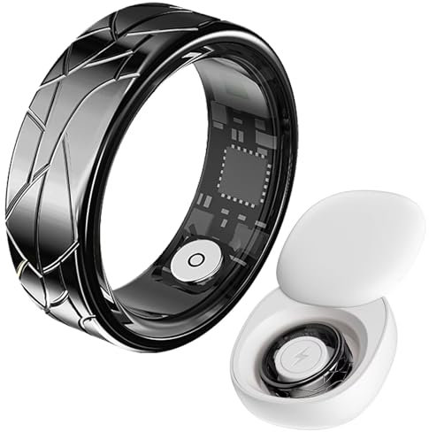 findtime Smart Ring Android IOS Smartringe für Herren Damen Schlaftracker Pulsmesser Schrittzähler Fitness Ring Tracker Smartring Fitnessring Herzfrequenz Sport Fitnesstracker Schwarz Größe 12