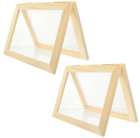 HAWILLOSCH 2stücke Papierherstellungsrahmen Holzrahmen Mit Sieb DIY Papier Schöpfen Bastelset Für Junge Mädchen Stabile Holzkonstruktion Sicher Einfach Zu Reinigen Für Weihnachtsbasteln Und n