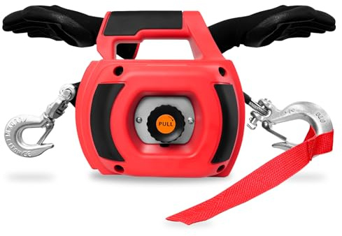 FITHOIST Portable Drill Winch, 750LB Capacity Hand Winch with 40FT Steel Cable, 360° Swivel Hook, Powered by Cordless Drill for ATV UTV Trailer Loading, Lawn Tractor Pulling, Heavy Lifting & Dragging