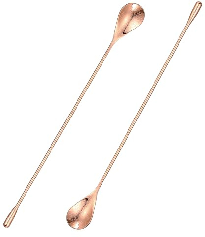 2 Pcs 12 Inch Bar Mixing Spoon Cocktail Spoon, Bar Spoon with Ethced Spirit Pattern (Copepr 2 Pcs)
